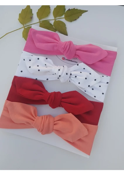 Swan Butik Kız Çocuk Bebek Bandana Toka Seti 4'lü