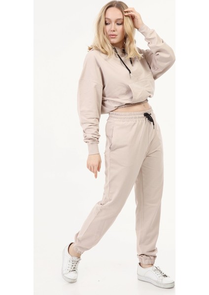 l Crop Model Kapşonlu Takım