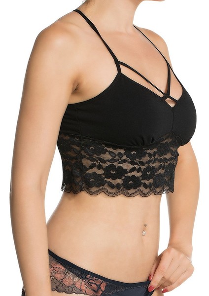 Dantelli Bralet (Siyah)