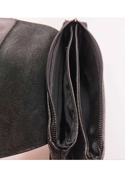 Siyah Kahve El Çantası-Unisex Kahve Portföy Çantası