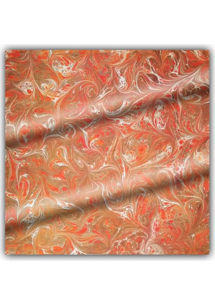 Ebru Sanatı El Yapımı Twill Ipek Eşarp TIE30