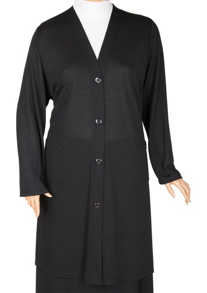 Cepli Düğmeli Kap Siyah Ceket