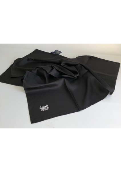 Düz Siyah Twill Ipek Eşarp
