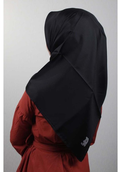 Düz Siyah Twill Ipek Eşarp