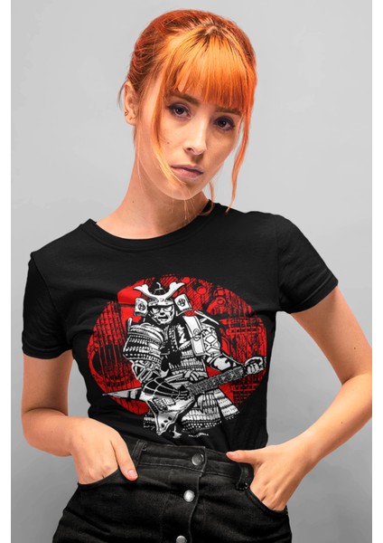 Samuray Solo Siyah Kısa Kollu Kadın T-Shirt