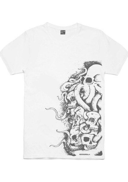 Büyük Ahtapot Beyaz Kısa Kollu Erkek T-Shirt