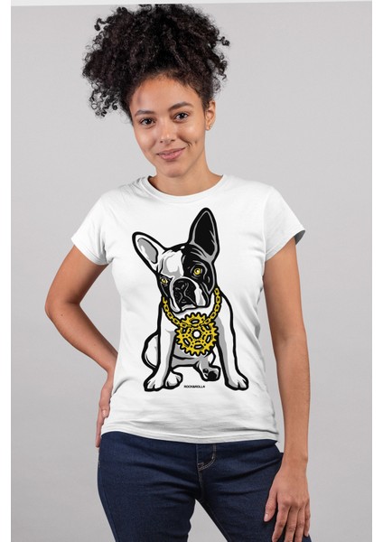 Fransız Rapci Beyaz Kısa Kollu Kadın T-Shirt