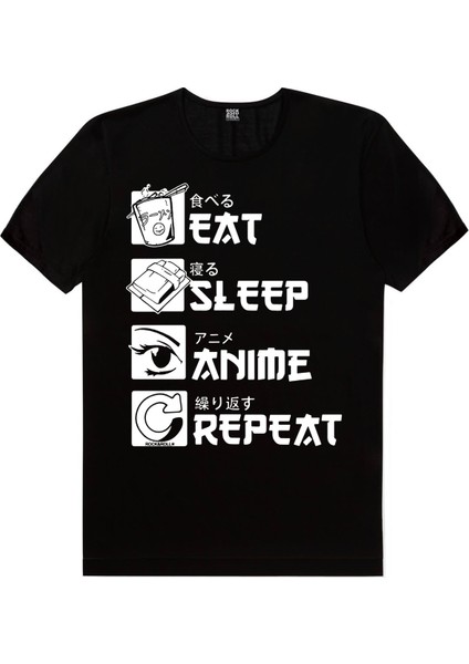 Hep Anime Siyah Kısa Kollu Erkek T-Shirt