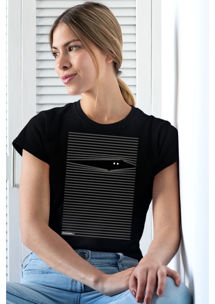 Noluyo Ya Siyah Kısa Kollu Kadın T-Shirt