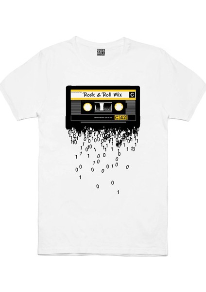 Kaset Teyp Beyaz Kısa Kollu Erkek T-Shirt