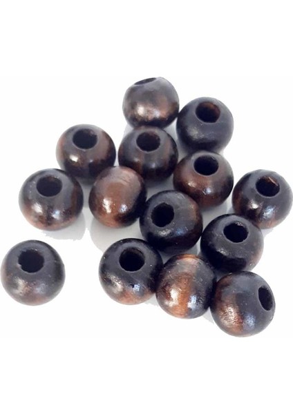 Angel Çanta Akssesuar 20 mm 10 'lu Koyu Renk Ahşap Yuvarlak Boncuk
