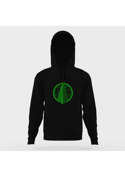 Arrow Logo Classic Siyah Erkek Kapüşonlu Sweatshirt Uzun Kol
