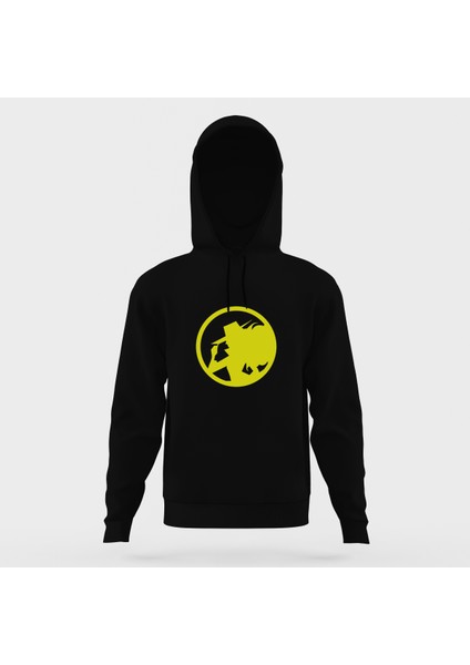 Carmen Sandiego Logo Blue Side Siyah Erkek Kapüşonlu Sweatshirt Uzun Kol