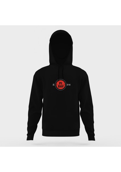 14 Mart Dünya Pi Günü Siyah Erkek Kapüşonlu Sweatshirt Uzun Kol