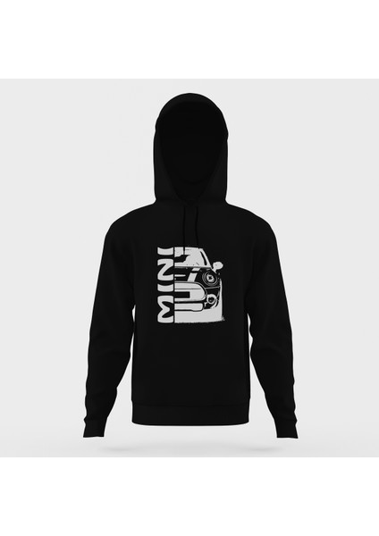 Araba Mini Siyah Erkek Kapüşonlu Sweatshirt Uzun Kol