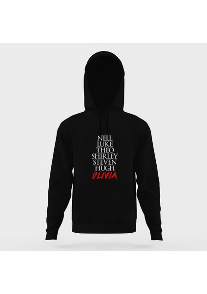 The Haunting Of Hill House Characters Name Siyah Erkek Kapüşonlu Sweatshirt Uzun Kol