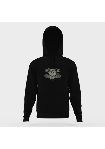 American Costum Vintage Siyah Erkek Kapüşonlu Sweatshirt Uzun Kol