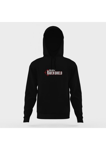 Tom Clancys Rainbow Six Raven Shield Siyah Erkek Kapüşonlu Sweatshirt Uzun Kol