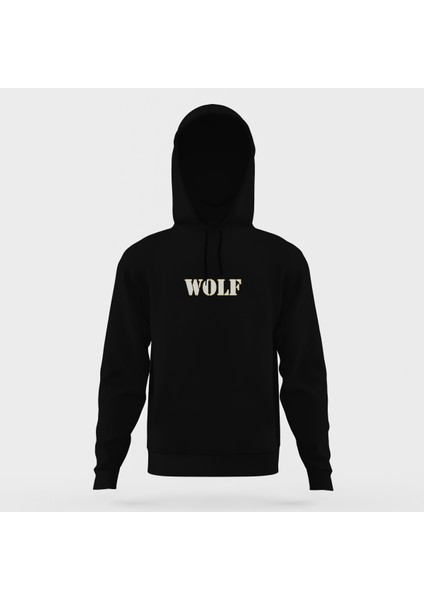 Wolf Siyah Erkek Kapüşonlu Sweatshirt Uzun Kol