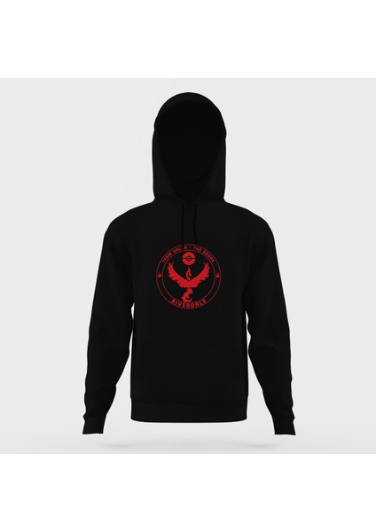 Riverdale Team Volar Pokemon Go Siyah Erkek Kapüşonlu Sweatshirt Uzun Kol