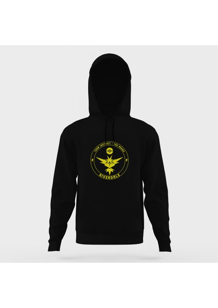 Riverdale Team Instinct Pokemon Go Siyah Erkek Kapüşonlu Sweatshirt Uzun Kol