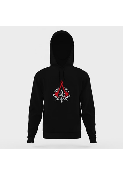 Assassin's Creed 2 Siyah Erkek Kapüşonlu Sweatshirt Uzun Kol