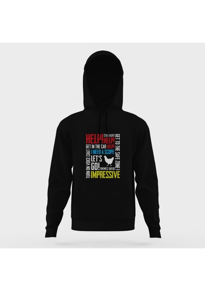 Pubg Karısık Siyah Erkek Kapüşonlu Sweatshirt Uzun Kol