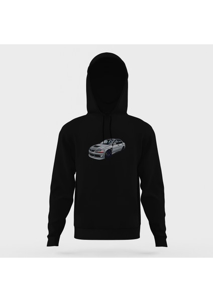 Mitsubishi Evolution Vııı Mr Siyah Erkek Kapüşonlu Sweatshirt Uzun Kol