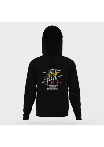 Pubg Savage Siyah Erkek Kapüşonlu Sweatshirt Uzun Kol