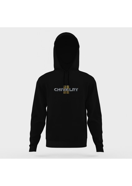 Chivalry Logo S Siyah Erkek Kapüşonlu Sweatshirt Uzun Kol