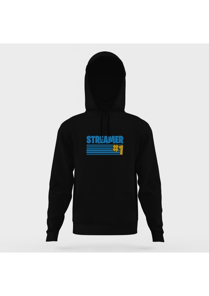 Fortnite Streamer Fortnıte Siyah Erkek Kapüşonlu Sweatshirt Uzun Kol