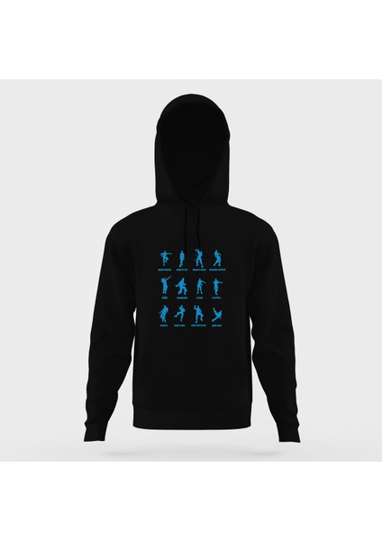 Fortnite Dans Siyah Erkek Kapüşonlu Sweatshirt Uzun Kol