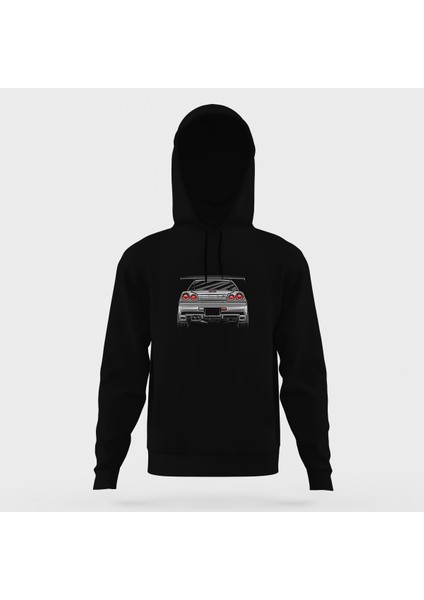 Nissan Skyline R 34 Siyah Erkek Kapüşonlu Sweatshirt Uzun Kol