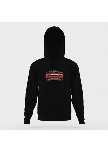 Nissan 240SX Silvia Siyah Erkek Kapüşonlu Sweatshirt Uzun Kol