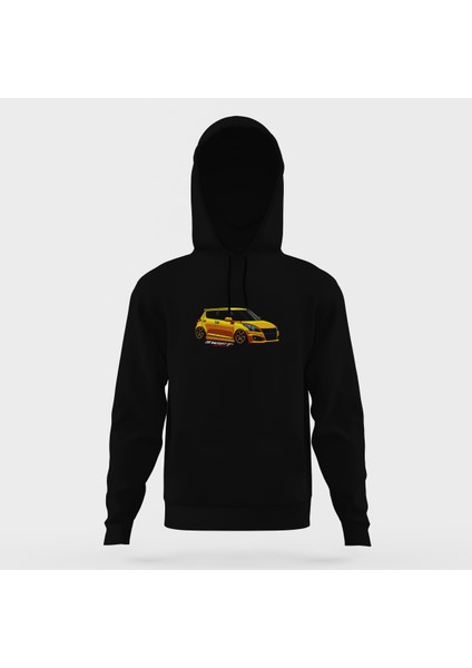 Suzuki Swift Siyah Erkek Kapüşonlu Sweatshirt Uzun Kol