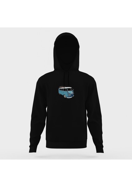 Volkswagen Van Siyah Erkek Kapüşonlu Sweatshirt Uzun Kol