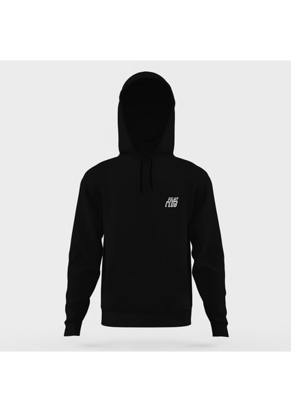 Fight Club Göğüs Baskı Siyah Erkek Kapüşonlu Sweatshirt Uzun Kol