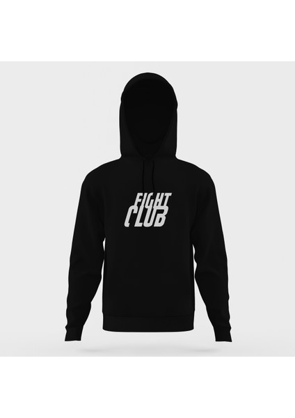Fight Club Logo Siyah Erkek Kapüşonlu Sweatshirt Uzun Kol