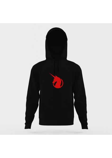 Earth Federation Logo Siyah Erkek Kapüşonlu Sweatshirt Uzun Kol