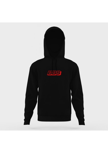 Bbs Logo Siyah Erkek Kapüşonlu Sweatshirt Uzun Kol