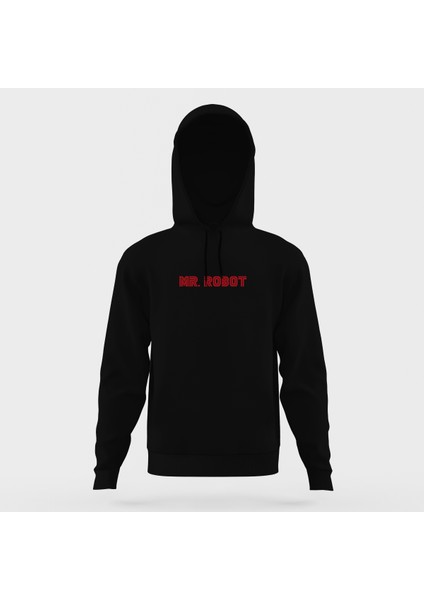 Mr Robot Siyah Erkek Kapüşonlu Sweatshirt Uzun Kol