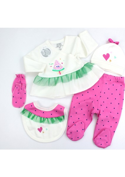 Tatlı Dondurma Yenidoğan Kız Bebek 5li Set Fuşya
