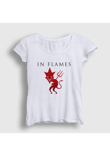Kadın Beyaz Devil In Flames T-Shirt