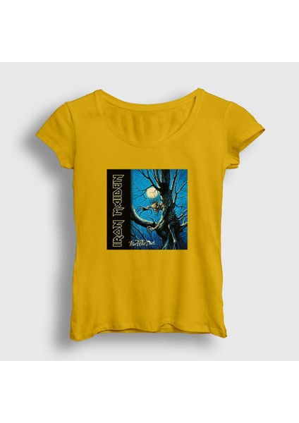 Kadın Sarı Fear Of The Dark Iron Maiden T-Shirt