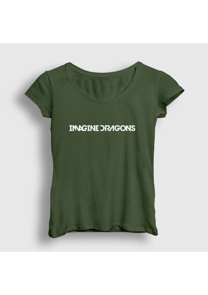 Kadın Haki Logo Imagine Dragons T-Shirt