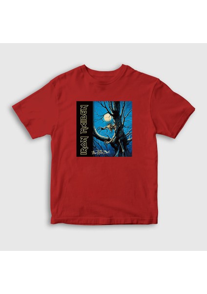 Unisex Çocuk Kırmızı Fear Of The Dark Iron Maiden T-Shirt