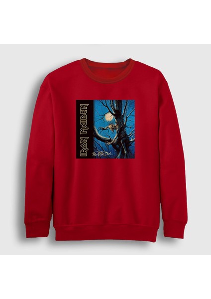 Unisex Kırmızı Fear Of The Dark Iron Maiden Sweatshirt