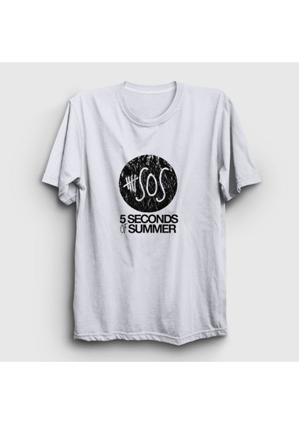 Unisex Beyaz Logo 5 Seconds Of Summer T-Shirt