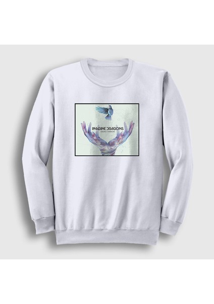 Unisex Beyaz Smoke Imagine Dragons Sweatshirt