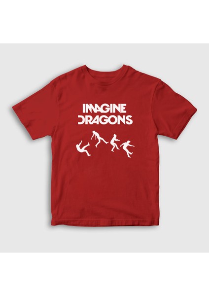 Unisex Çocuk Kırmızı World Imagine Dragons T-Shirt